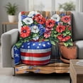 thumbnail image 2 of Red Blue Flower Blanket Soft Cozy Warm Throw Blanket for Couch, Plush Fuzzy Flannel Fleece Blankets for Sofa, Retro Independence Day Flag Wood Grain Bed Blankets Lightweight Gifts for Women, 40"x60", 2 of 9