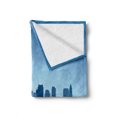 thumbnail image 2 of Boston Soft Flannel Fleece Throw Blanket, Massachusetts Skyline Illustration and Reflection in Water, Cozy Plush for Indoor and Outdoor Use, 50" x 60", Petrol Blue Slate Blue, by Ambesonne, 2 of 6
