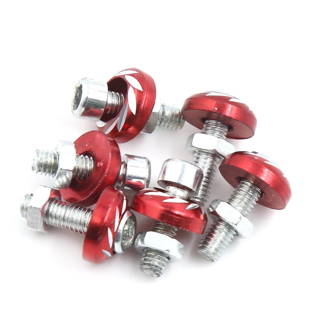6 pcs de 6mm de diámetro de rosca motocicleta roja Coche decorativo Tornillos tornillos de la placa de licencia