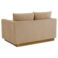 thumbnail image 6 of LeisureMod Loveseat Upholstered in Velvet with Brushed Gold Stainless Steel Base and Removable Cushions for Modern Home, Living Room, Offices Nervo Collection in Beige, 6 of 8