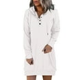thumbnail image 2 of Hoodie Dress for Women 2023 Trendy Casual Hooded Buttons Solid Long Sleeve Jumper Sweatshirts Pocket Mini Dress, 2 of 5