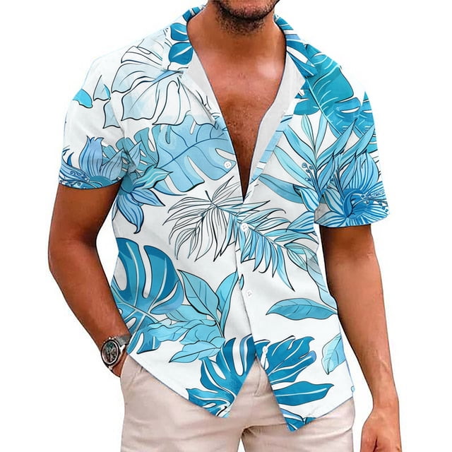 Chemises pour Hommes Hommes Imprimé Bouton Décontracté Manches Courtes Col Rabattu Blouse Chemise
