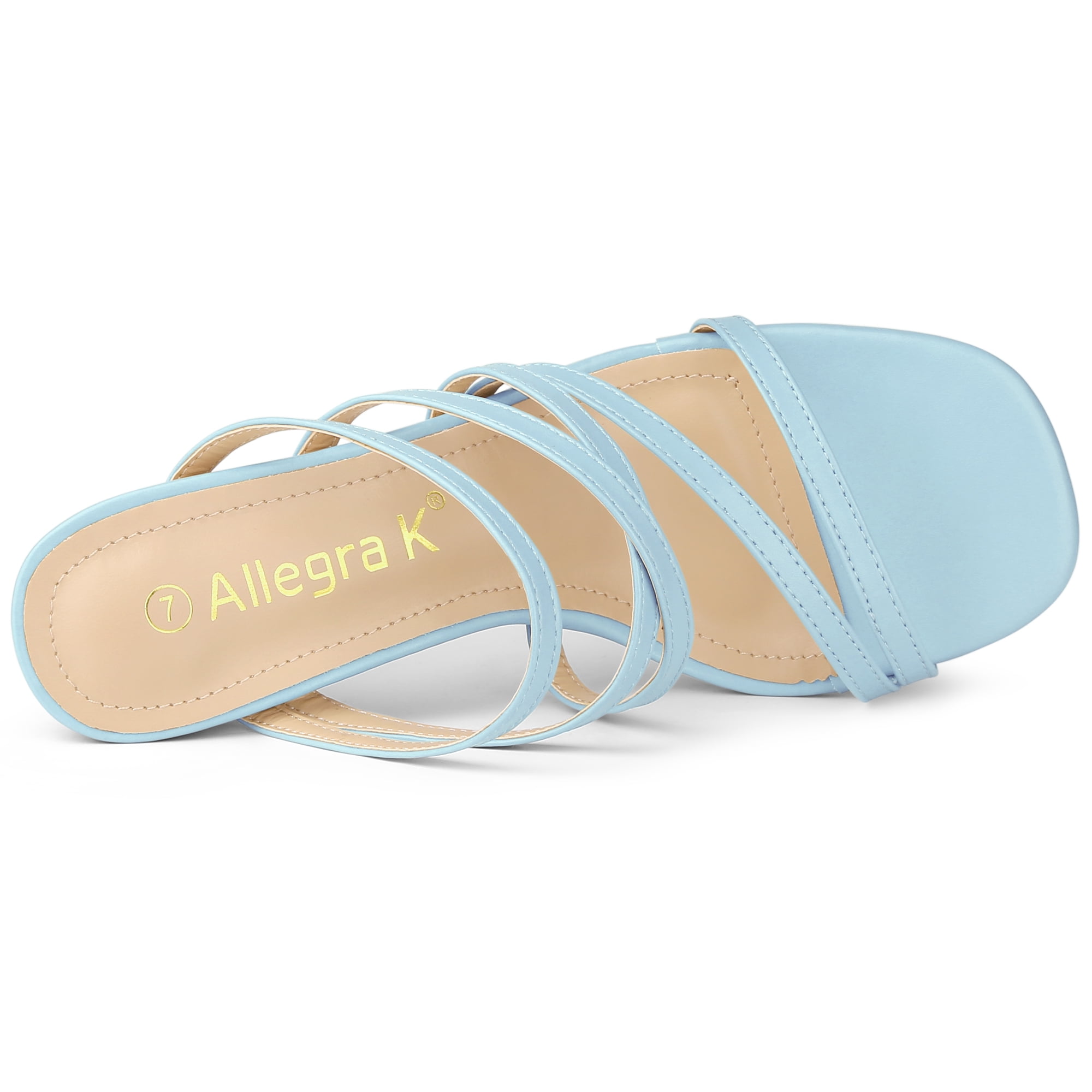 DARING DIVA Women's Sandals Block Heeleds Crisscross Strap Sandals Blue 10