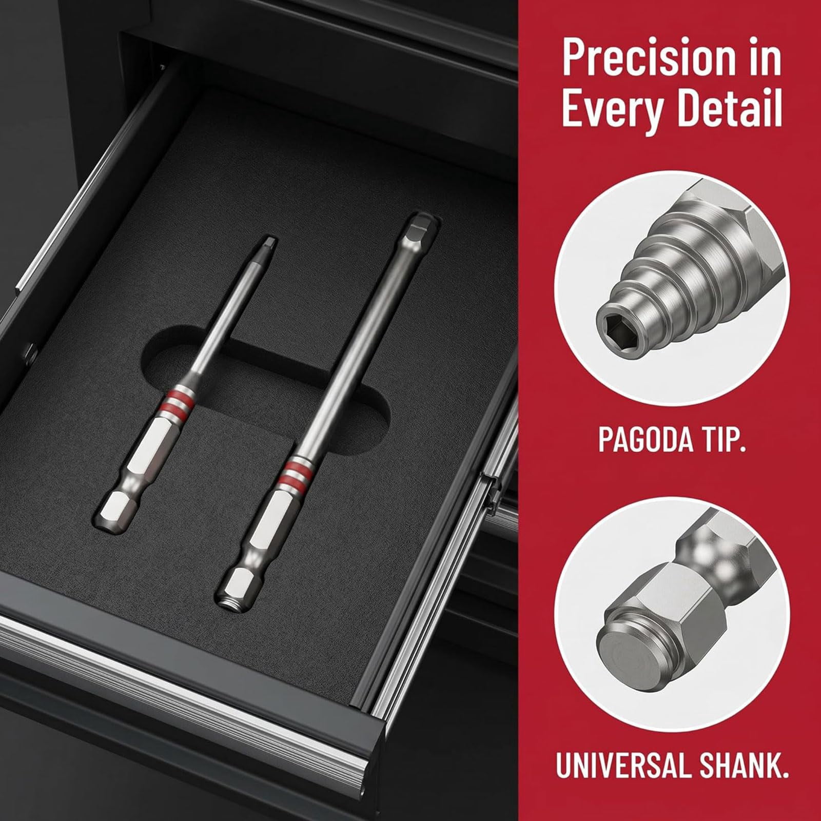1.5mm-6mm Pagoda Shaped Drill Bit, 6-Piece Screwdriver Bit Set, Magnetic Hex Shank Pagoda Screwdriver Drill Bits, Anti-Slip Impact Tough Power Bits for Electric Drills & Wrenches