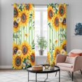 thumbnail image 6 of Kitchen Curtains 84 Inch Length 2 Panels, Yellow Spring Sunflowers Grommets Window Treatment Curtain, Light Green Striped Country Thermal Curtains Drapes for Living Room/Bathroom, 6 of 9