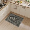 thumbnail image 2 of ODIKA 3'x5' Washable Throw Rug Gray Stone Skull and Bones Design Intricate Geometric Gothic Motifs for Entryway, Kitchen, Mudroom, Stain Resistant, Low Profile, Non-Slip, 2 of 7