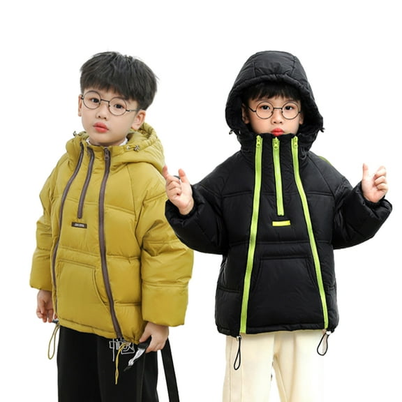 KYAIGUO Kids Boys Girls Winter Puffer Jacket Toddler Hooded Down Jacket Baby Warm Down Coat Thick Zipper Outwear for 3-8Y