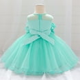 thumbnail image 5 of USNSM (6-24 Months) Toddler Girls Cute Flower Pearl Mesh Birthday Dress Spring Fall Casual Fashion Long Dresses Green 18-24 Months, 5 of 5