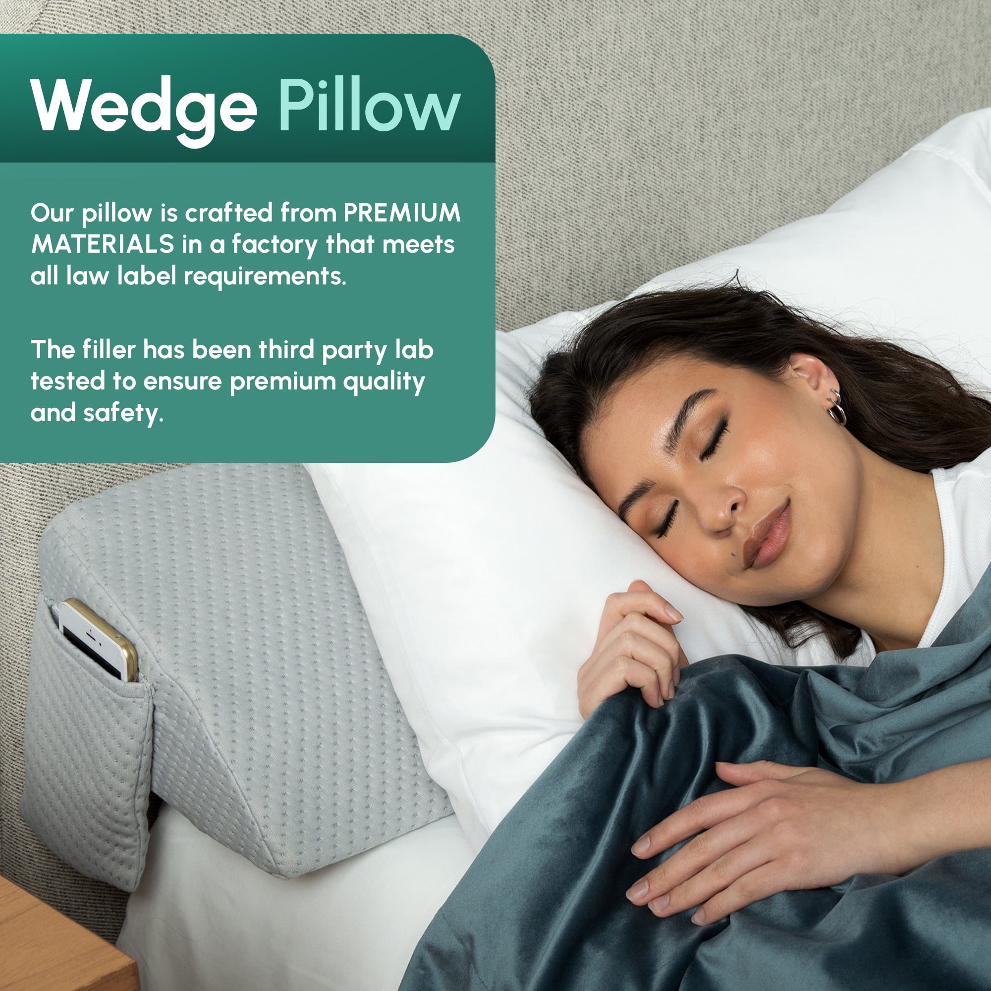 Harvey Joe Queen Memory Foam Bed Wedge Pillow for Headboard Gap Filler, Easy Storage