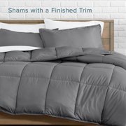 Bare Home Goose Down Alternative Comforter Set, Premium 1800 Collection, with Pillow Shams, 3 Piece Set, Queen, Gray