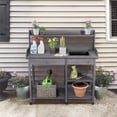 thumbnail image 1 of Yaheetech Outdoor Potting Bench with Sink, Drawer, Hooks, Shelves, Gray, 1 of 1