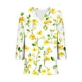 thumbnail image 7 of JTZGDY Tunic Tops for Women to Wear with Leggings Loose Fit Casual Floral Printed Summer V Neck Graphic T-Shirts Trendy Flowy Cotton Blouses Yellow#02 L, 7 of 7