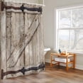 thumbnail image 4 of Barn Door Shower Curtain, Retro Countryside Farmhouse Door Beige Wooden Board Waterproof Shower Curtain Set with 12 Hooks Lightweight Bath Curtains Fabric Bathroom Decor 72x72 Inches, 4 of 9