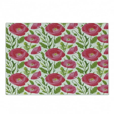 

Poppy Flower Cutting Board Leaves and Petals Watercolors Bouquet Romance Inspiration Valentines Day Decorative Tempered Glass Cutting and Serving Board Small Size Green Pink Cream by Ambesonne