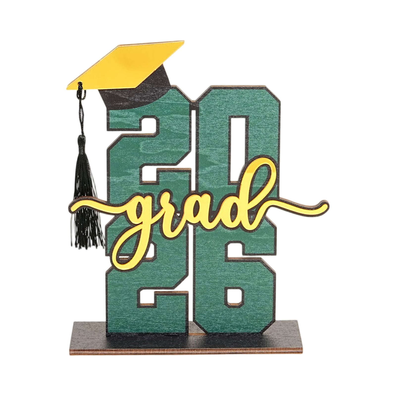 2026 Graduation Wooden Tabletop Decoration Sign with Cap and Tassel 7.9in, Graduation Party Table Centerpiece Decor for Home Party Celebration and Graduation Gift