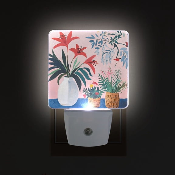 Yayeee LED Plug in Night Light for The Home with Auto Dusk to Dawn Light Sensors, 2 Pack, Flowers and Leaves
