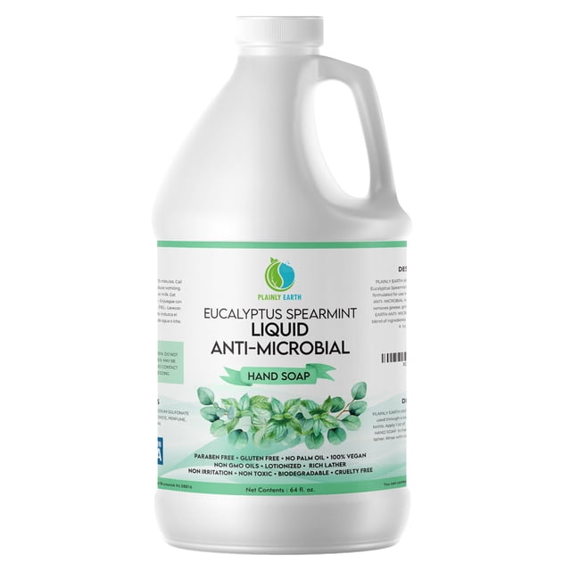 Jabón de manos Plainly Earth, antimicrobiano, eucalipto, 1.89 L, recambio
