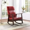 thumbnail image 1 of Upholstered Rocking Chair with High Backrest, Leather and Armrest, Leisure Line Rocking Chair Suitable for Living Room, Bedroom, and Office (Red PU), 1 of 6