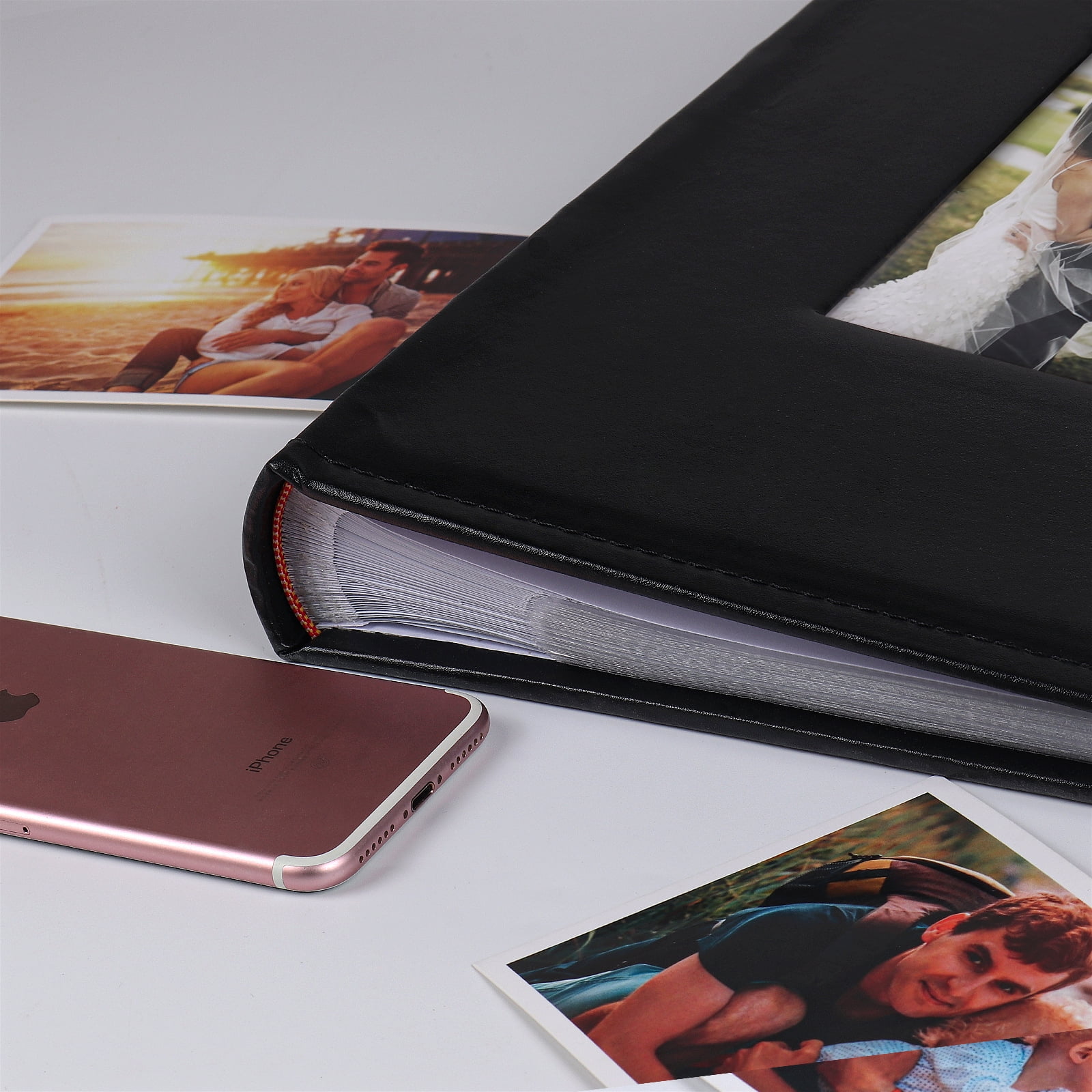 RECUTMS Photo Album 4x6 300 Photos,Small Capacity Premium Leather Cover Wedding Family Picture Albums Holds 300 Horizontal Photos(Black)