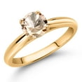 thumbnail image 2 of Gem Stone King 0.60 Ct Round Peach Morganite 10K Yellow Gold Solitaire Engagement Ring, 2 of 4