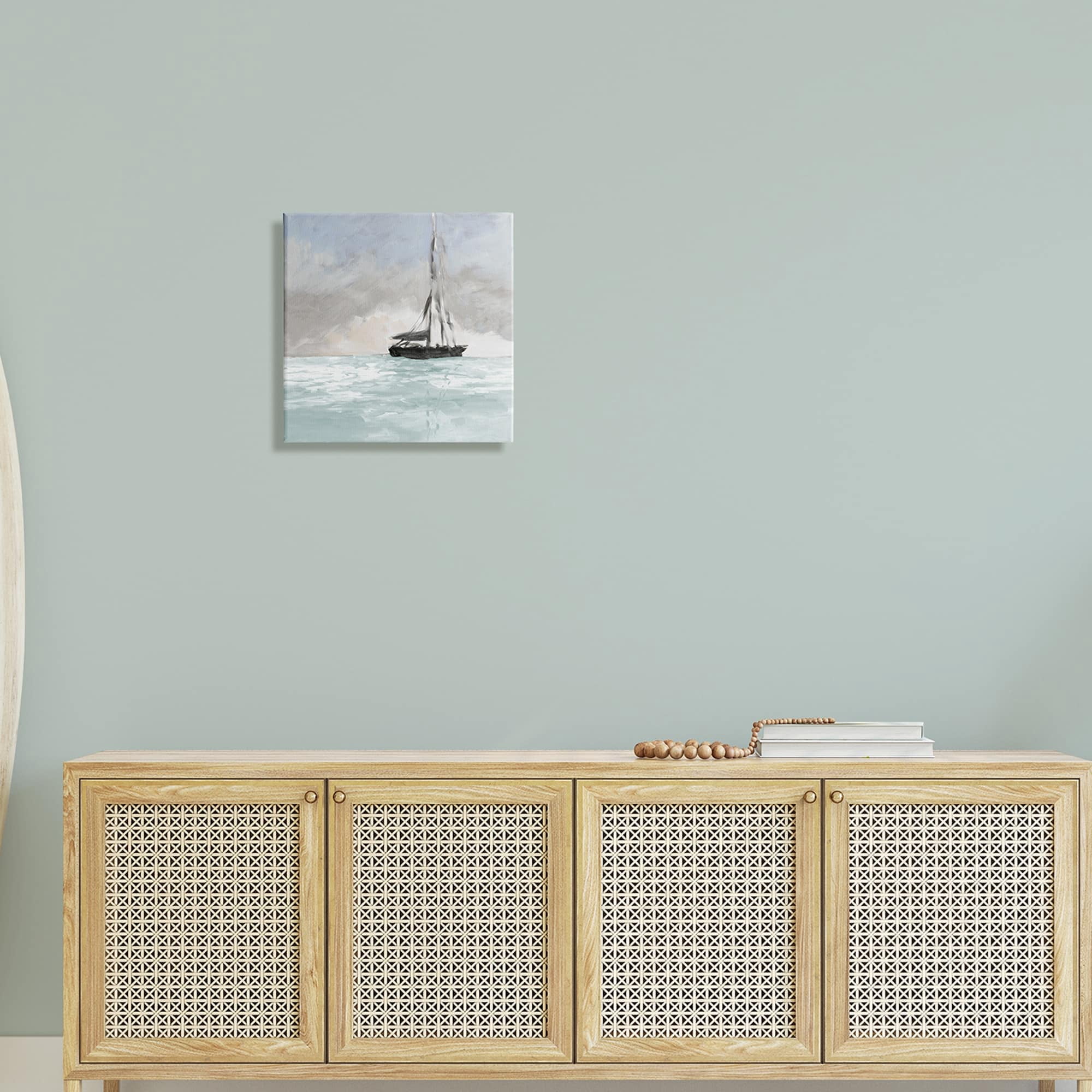 Stupell Industries Sailing Boat Navigating Gloomy Skies Icy Seas Outdoors,24 x 24, Design by Jane Slivka
