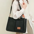 thumbnail image 3 of Bolsos de lona para mujer, color liso, gran capacidad, bolsillos exteriores, 2024, 3 of 3