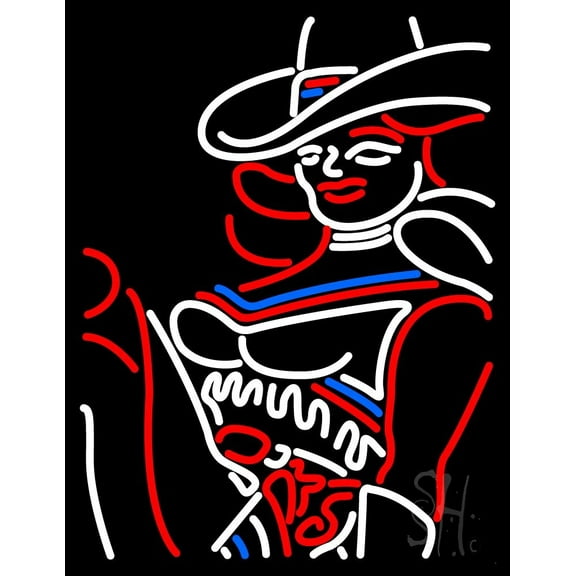 Striping Girl LED Neon Sign 15" Tall x 19" Wide - inches Black Square Cut Acrylic Backing, with Dimmer - Premium built indoor Sign for Strip Club, Dance club, Décor, Bar.