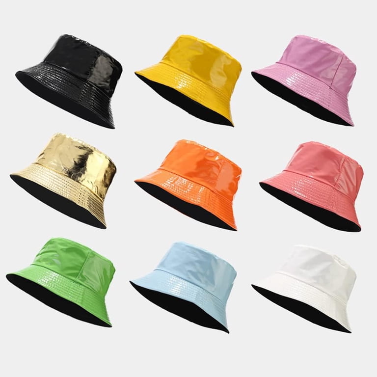 Kukuzhu Unisex Stylish Waterproof Bucket Hat PU Leather Rain  display picture 2