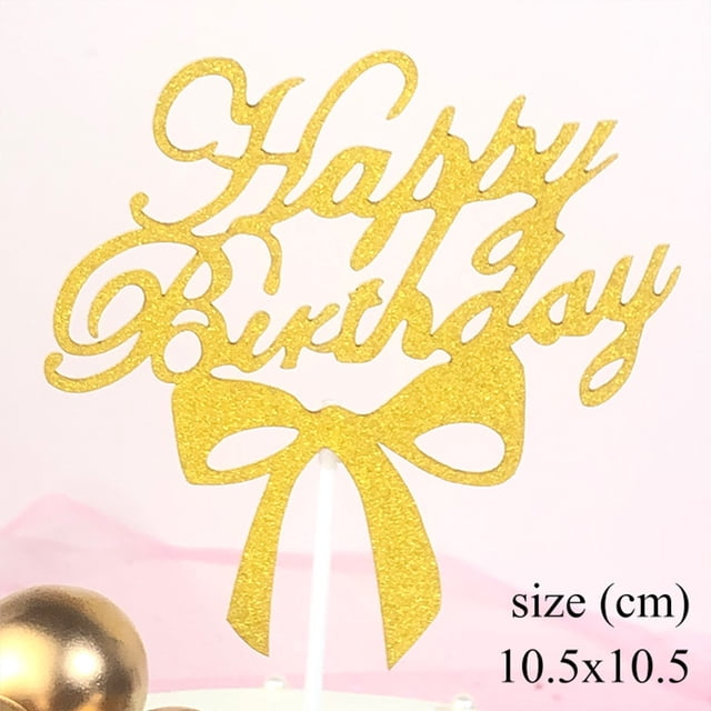 Tarjeta de cebolla dorada para pastel de cumpleaños, nueva decoración para hornear en inglés, complemento de cumpleaños en fila