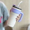 thumbnail image 3 of Botella de agua termo de 860 ml, vaso de acero inoxidable, taza térmica de café de gran capacidad con asa, pajita, botella aislada al vacío para exteriores, 3 of 6