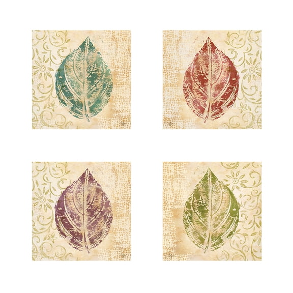 Great Art Now Leaf Scroll by Rebecca Lyon 4 Piece Print Art Set Each 12W x 12H