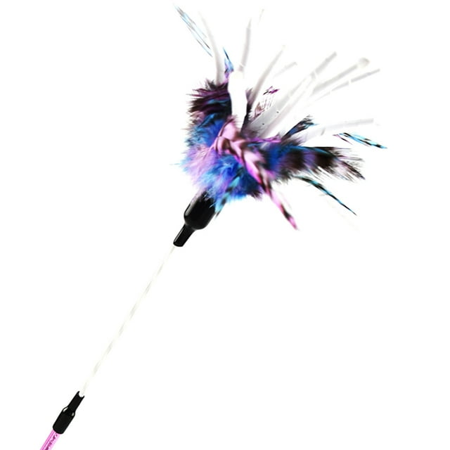 Cat Teaser Toy Interactive: Funny Fake Feather Cat Wand Toy Kitten Teasing Stick