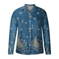 thumbnail image 4 of Womens Button Down Shirts Long Sleeve V Neck Work Office Blouses Collared Loose Fit Floral Printed Work Tees Tunics, 4 of 5
