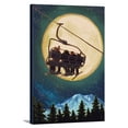 thumbnail image 1 of Ski Lift and Full Moon - Lantern Press Artwork (12x18 Gallery Wrapped Stretched Canvas), 1 of 8