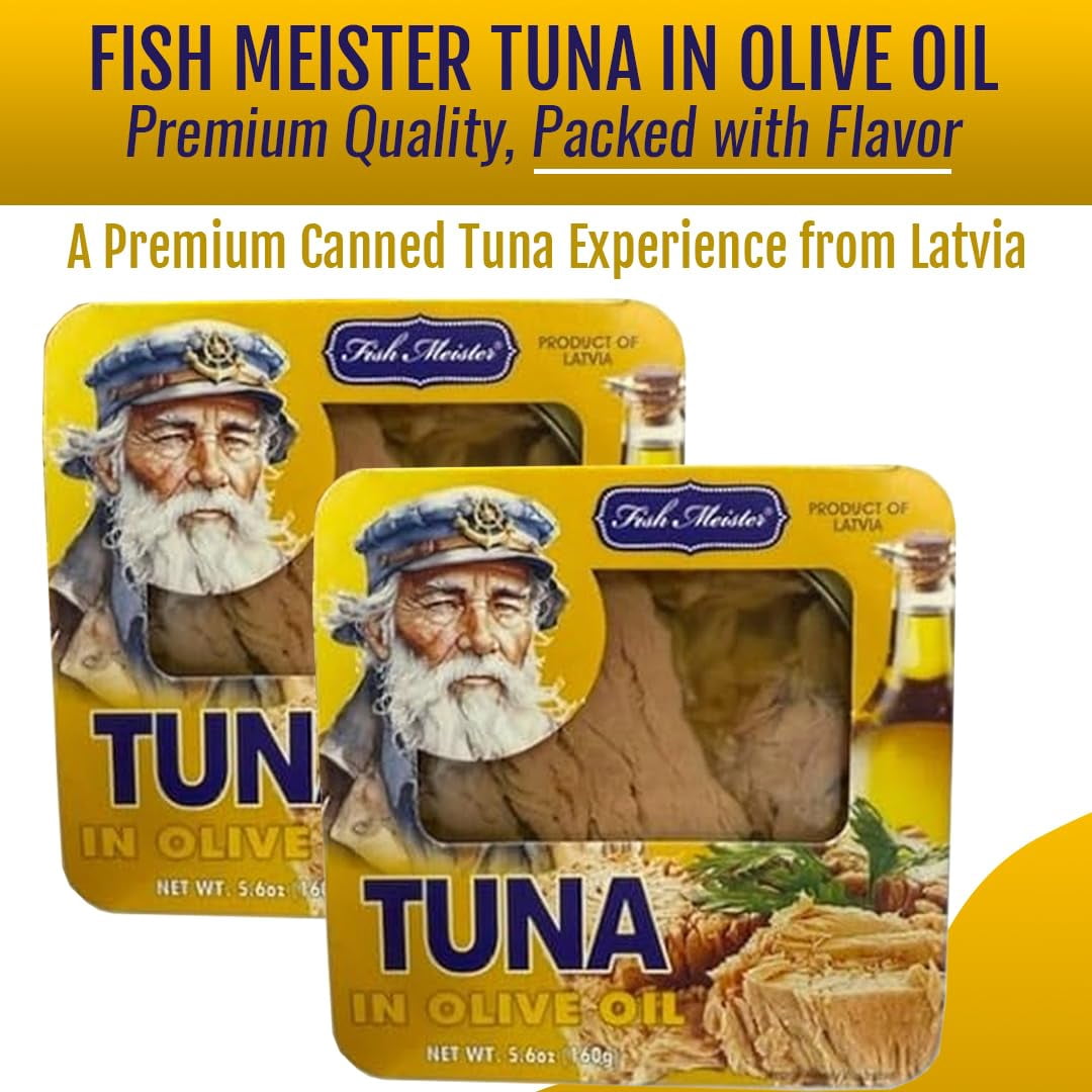 Fish Meister Tuna fish in Olive Oil contain Omega-3 - Premium Tuna Fish Deliver Rich Taste for Seafood Lovers - 160g