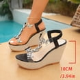 thumbnail image 5 of Dakaela Rhinestones Wedge Sandals for Women 3.94 Inch Sparkly Butterfly Dressy Summer Open Toe Platform High Heels with Ankle Strap Black Size 6.5, 5 of 8