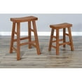 thumbnail image 3 of Home Square 30" Saddle Seat Mahogany Wood Stool in Rustic Oak - Set of 3, 3 of 4