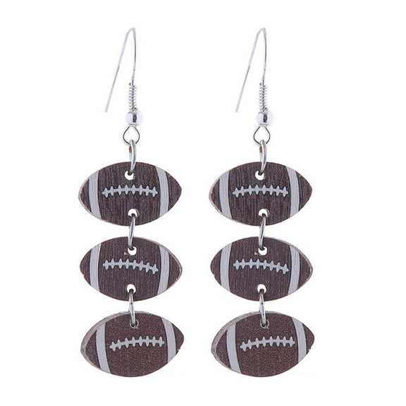 Mfigree 2024 New Wooden Baseball Rugby Football Basketball Personalized And Creative Sports Long Earrings Dangling Earrings