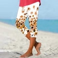thumbnail image 2 of TFEOQRY Women's Yoga Pants Elastic Casual Printed Capris Pants Medium Waist Trousers Yellow, 2 of 4
