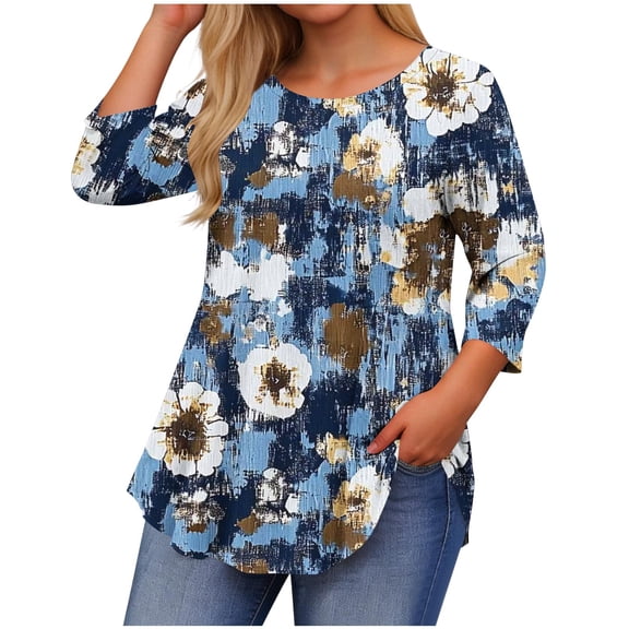 NominalSnug Plus Size Tops for Women Short Sleeve Shirt Floral Print Dressy Casual Blouses Loose Fitted Tunic Top to Wear with Leggings