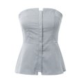 thumbnail image 4 of Solid Color Tube Sleeveless Slim Adjustable Zipper Tops, with Ribbed Details and Sizes, 4 of 5