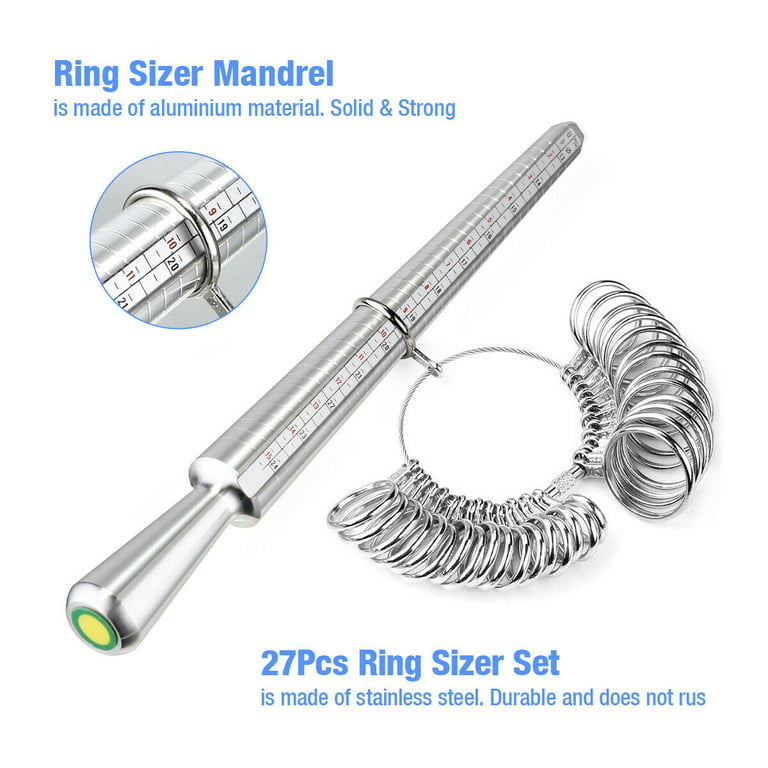 Metal Ring Sizer Gauge Mandrel Finger Sizing Measure Stick Standard Tool  Sliver