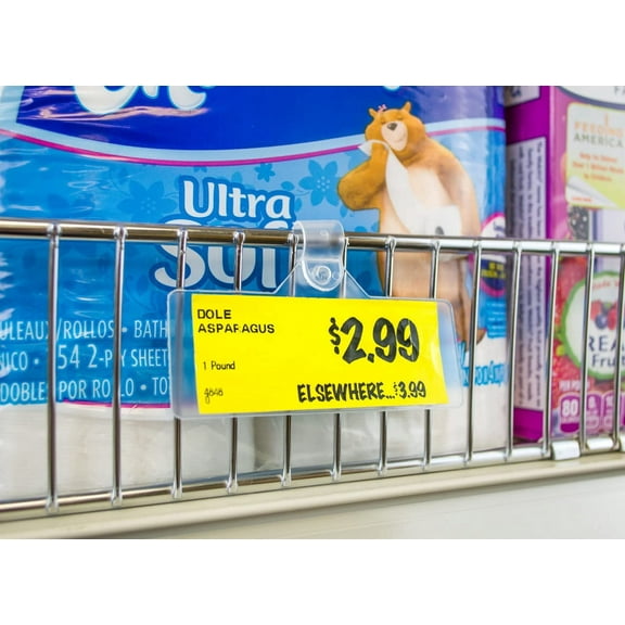 THe GLOBAL DISPLAY SOLUTION Locking Label Holder - for Wire Store Fixtures | Use with Adhesive Labels | Clear | 100 Pack