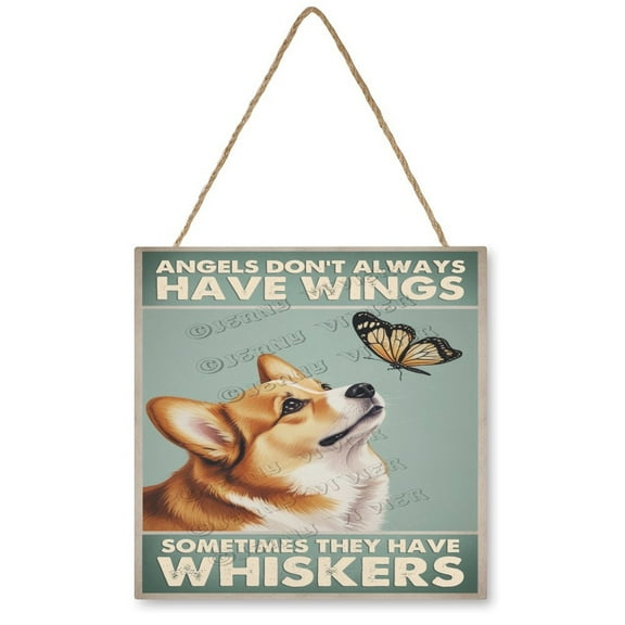 Corgi Dog Hanging Wood Sign, Square,12x12 inches, Dog Decor,Dog Wood Sign,Gift for Dogs Lover,Pet Owners, Gift for Girl Teens