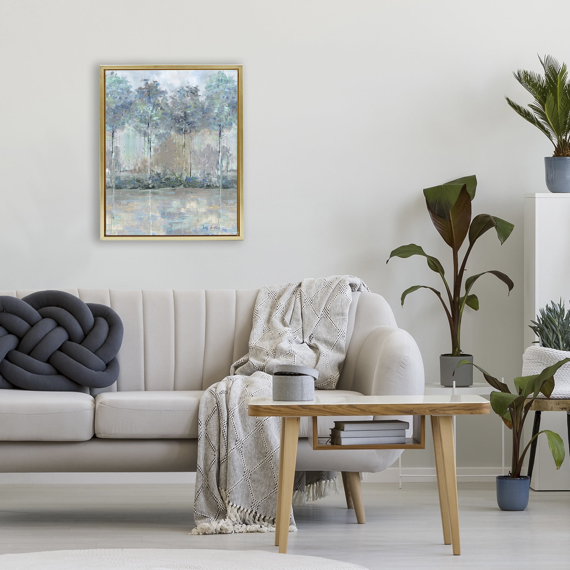 Stupell Industries Subdued Impression of Trees Gold Framed Floater Canvas Wall Art, design by Sally Swatland