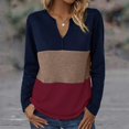 thumbnail image 2 of MIUOWANP Women's Fashion Hoodies & Sweatshirts Plus Size Oversized Long Sleeve Round-Neck Color Block For Girls Light Weight Soft With Pockets Shirts Red S, 2 of 5