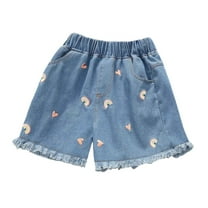 Girls Denim Shorts High Waisted Pull On Summer Clothes for Girls Girls Bike Shorts 5-6 Years Girls Fashion