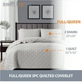 thumbnail image 5 of Swift Home 3PC Reversible Diamond Stitch Soft Quilt & Sham Set, Light Grey, Full/Queen, 5 of 6