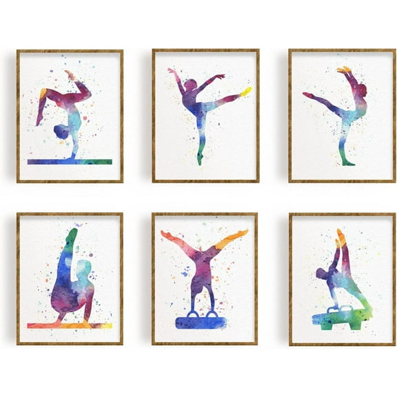 6 Set Gymnastics Prints Wall Art Canvas Wall Art Decor Prints Canvas Poster Unframed Wall Art for Living Room for Bedroom Decor
