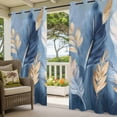 thumbnail image 5 of Gold White Feather Outdoor Curtains for Patio Waterproof, Modern Oil Painting Grommet Curtains for Porch Outside Privacy Drape for Gazebo Garden Pergola, 1 Panel, 54x95in, 5 of 9